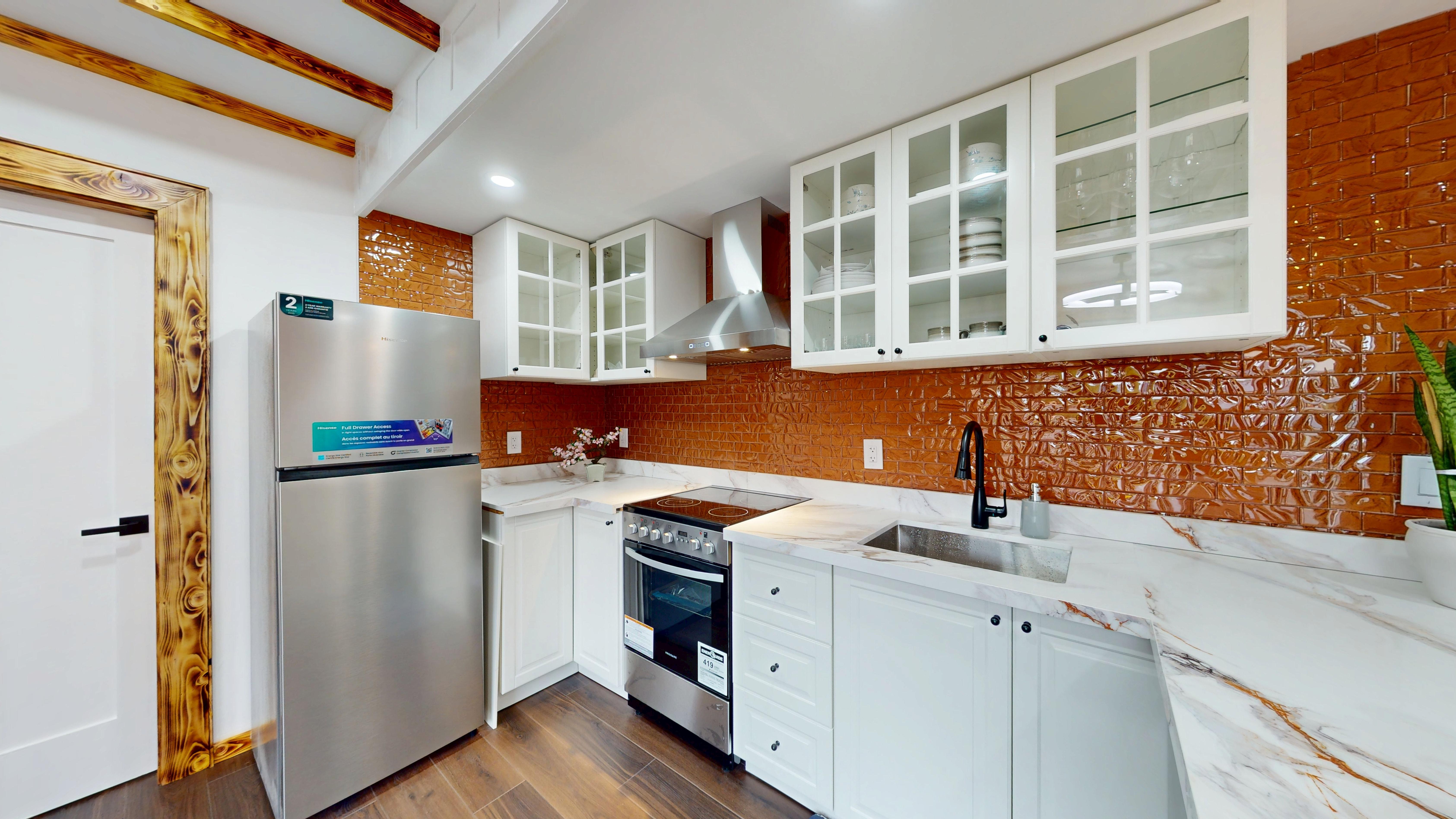 Kitchen counter and cabinetry, second angle