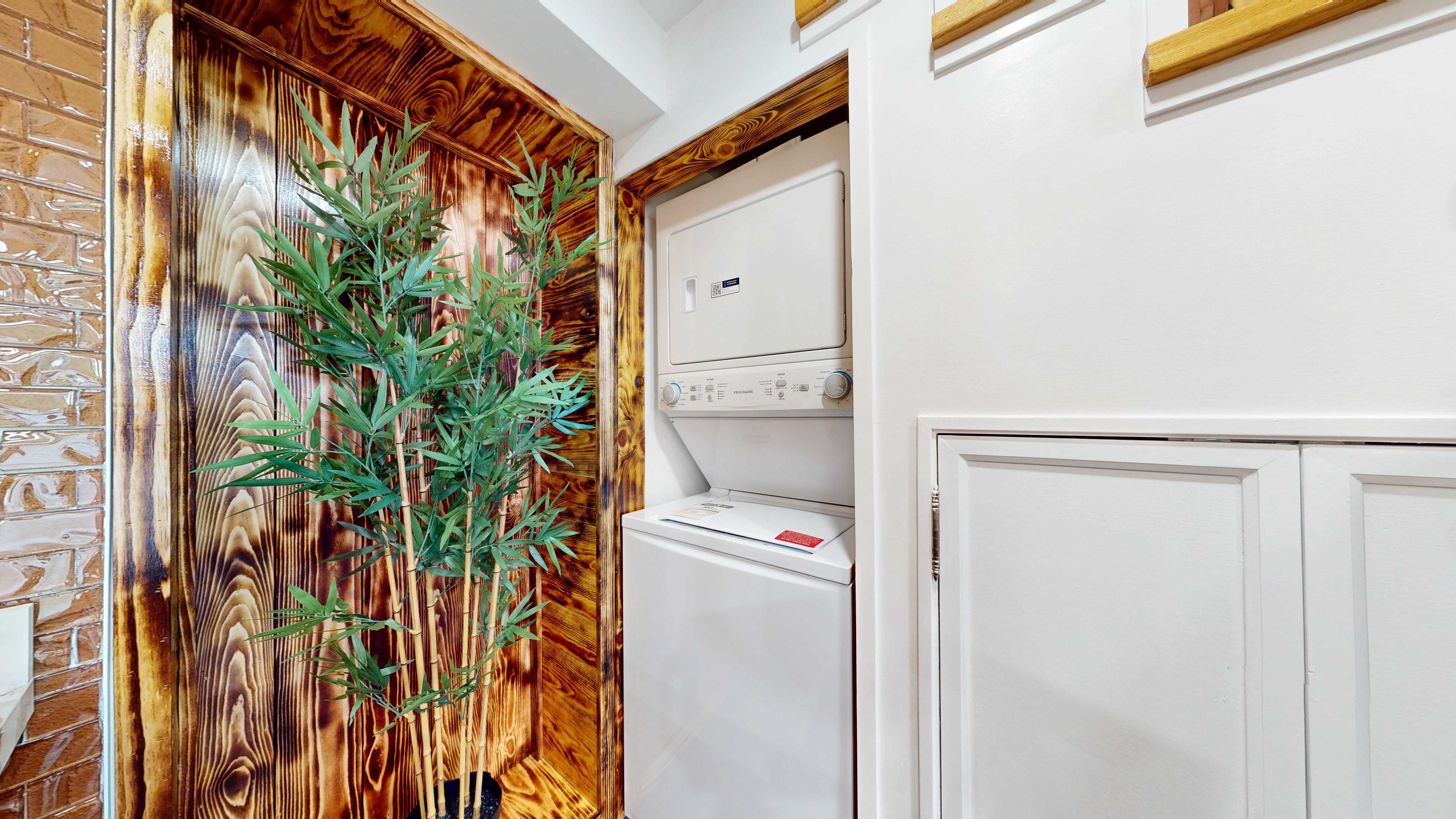 In-suite stacked washer and dryer